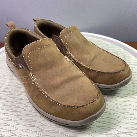 Skechers Men\'s‎ Harper Forde Leather Loafers Comfort Slip On Shoes Brown Sz. 9